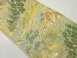 アンティーク　橋に樹木風景模様織出し袋帯（材料）